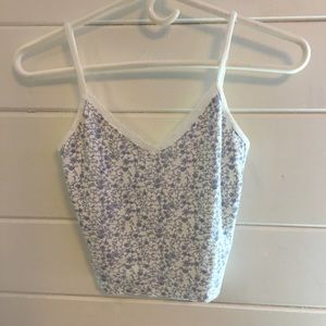 Brandy Melville Lace Trim Cropped Tank Top